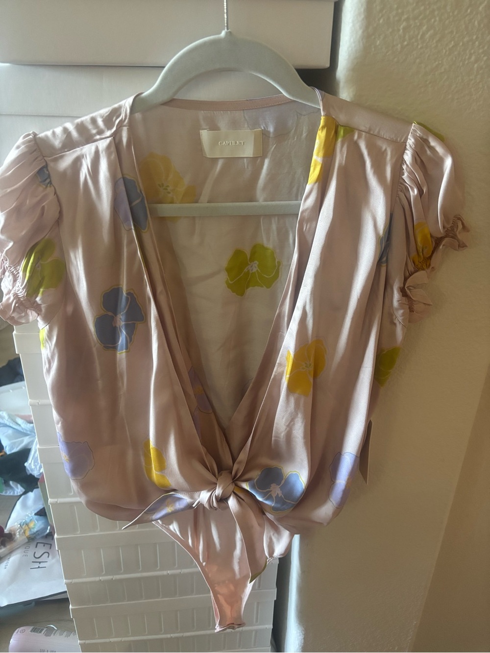 Capulet Blush Floral Tie-Front Bodysuit